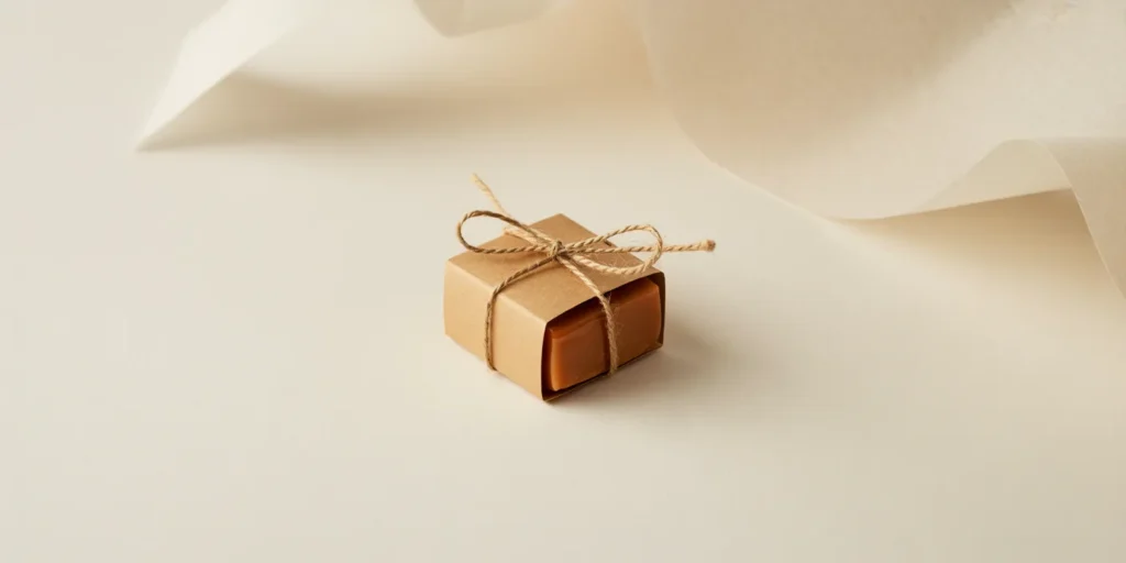 Small box of artisan caramels – perfect take-home sweet Thanksgiving guest favor

