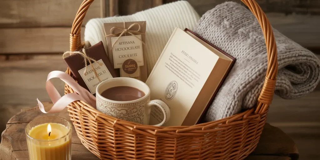 Cozy Reading Nook Collection with a blanket, book, hot chocolate, mug, and bookmark.