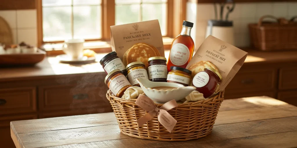 Spa-style Post Feast Recovery Kit with bath salts, eye mask, socks, tea, and candle.